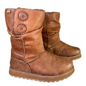 Skechers-NWOB Size 6 chestnut brown chunky Keepsakes Leatheresque Boots. New!